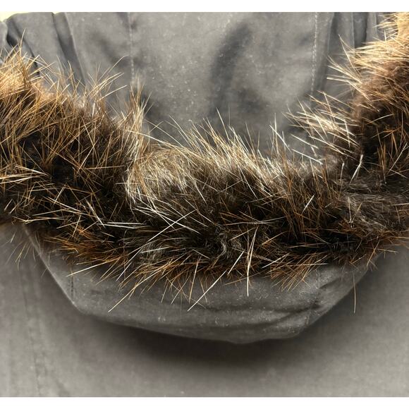 Vintage London Fog Fur Trim Parka Coat Black Hooded Winter Jacket Women’s Size M - Picture 3 of 13